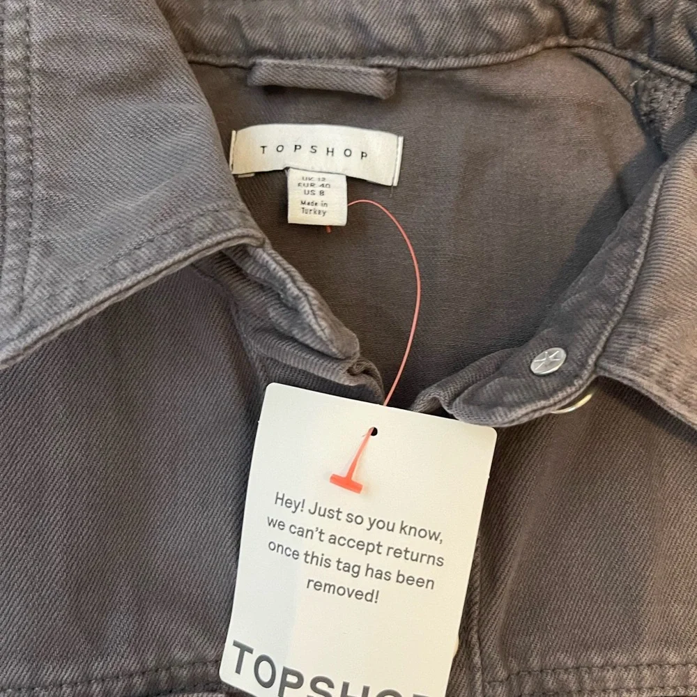 Topshop Charcoal Utility Jumpsuit - size 8 NWT - Picture 6 of 10
